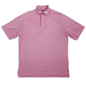 FJ FootJoy Polo Shirt‎ Mens Large Pink Striped Pullover Golf Short Sleeve Casual
